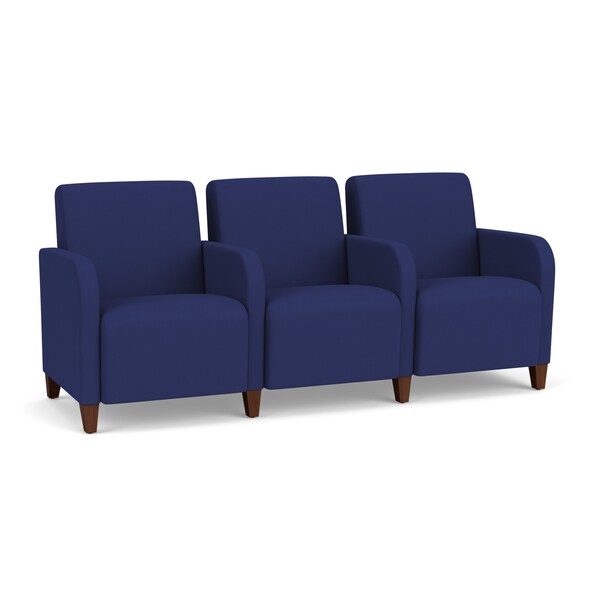 Lesro Siena Lounge Reception 3 Seat Tandem Seating, Walnut, OH Cobalt Upholstery SN3103 - main